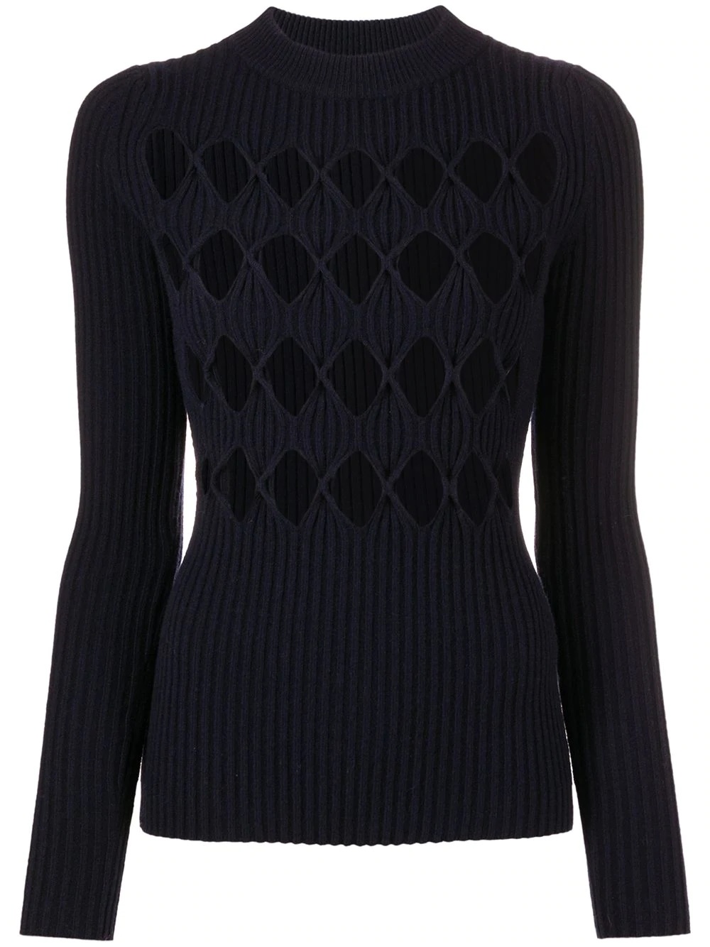 cut-out argyle crew neck jumper - 1