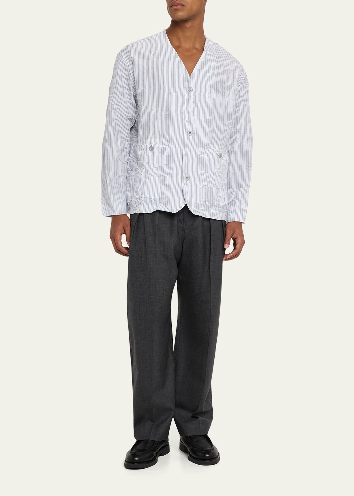Men's Melange Belted Pleated Pants - 2