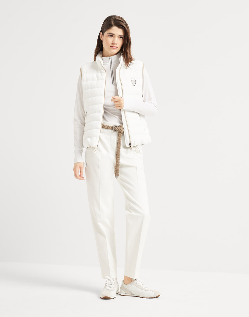 Stretch cotton cover high-waist cigarette trousers with logo 4
