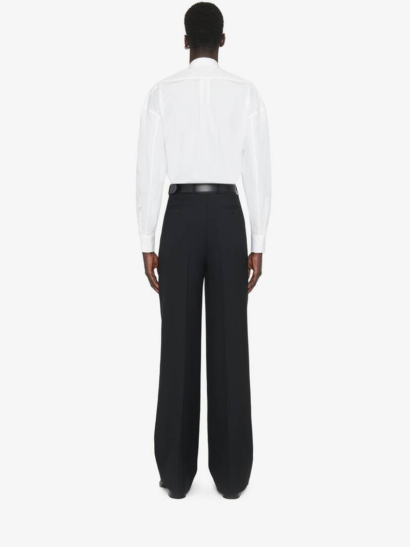 Men's Deep Pleat Tailored Trousers in Black 4