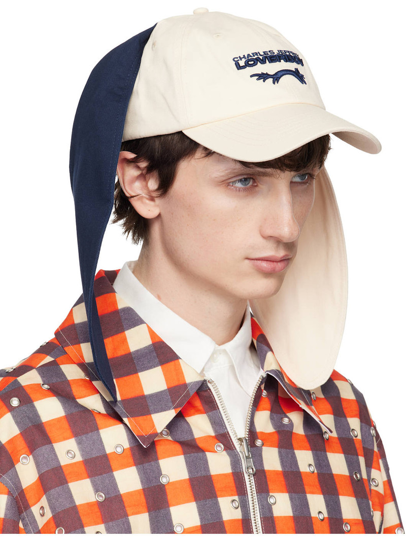 CHARLES JEFFREY LOVERBOY Off-White & Navy Colour Block Bunny Cap outlook