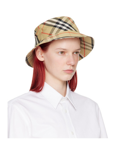 Burberry Beige Check Cotton Blend Bucket Hat outlook