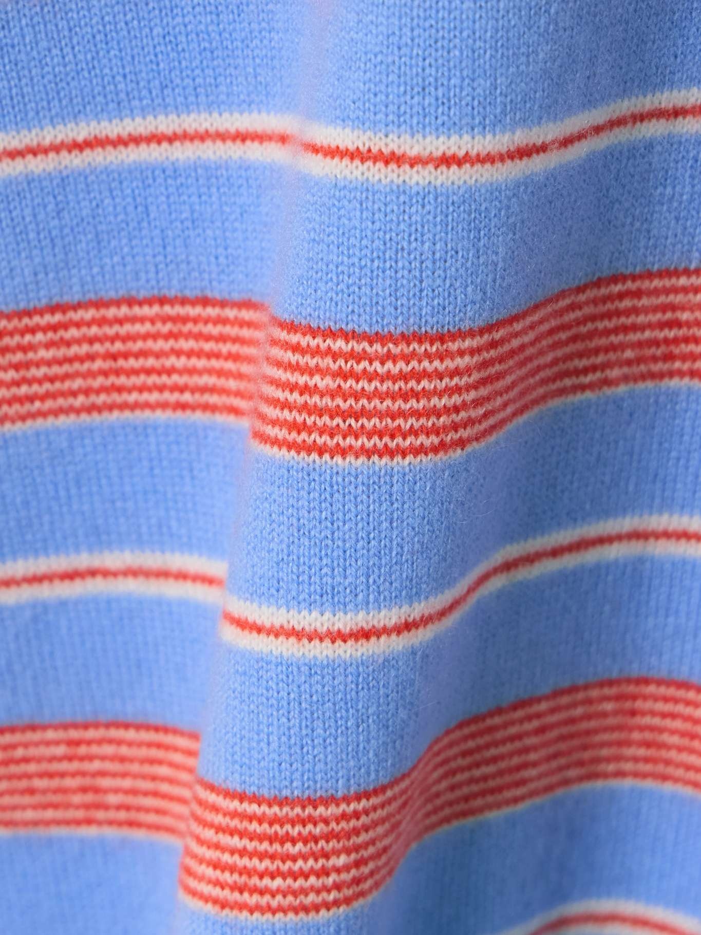 Striped cashmere polo sweater Blue - 5