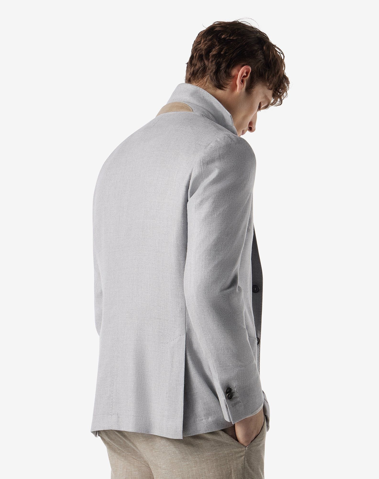 Grey silk and wool jacket with detachable inner vest - 3