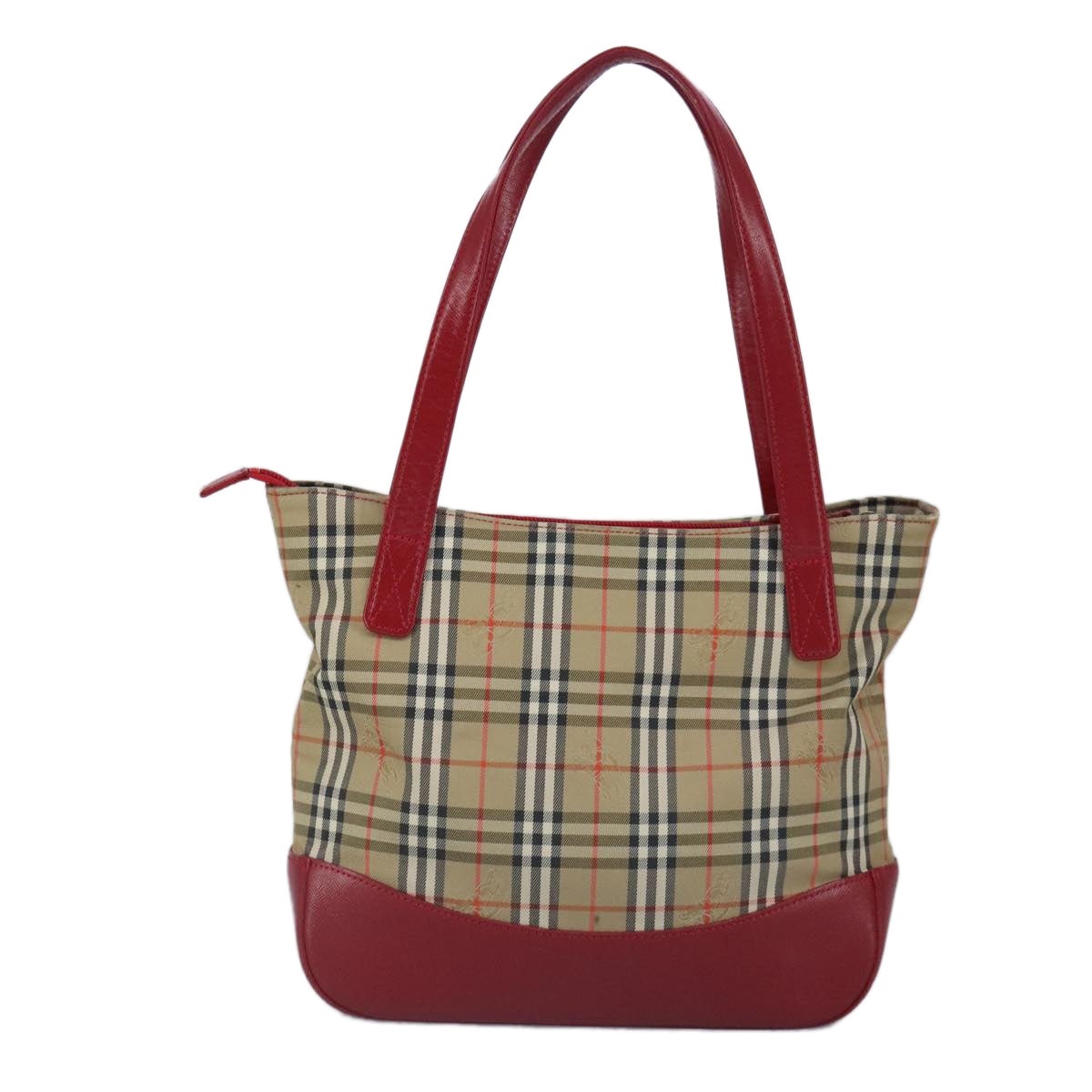 Burberry Nova Check Tote Bag Canvas Leather Beige Red - 2