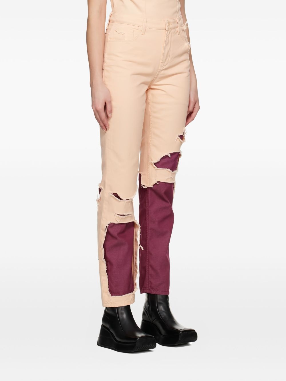 layered cotton jeans - 3