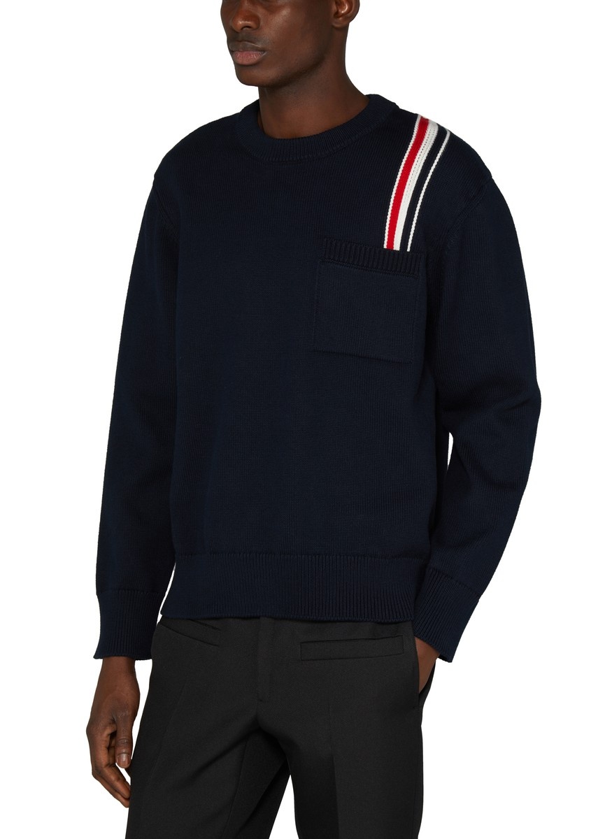 Stripe intarsia crew neck sweater - 4