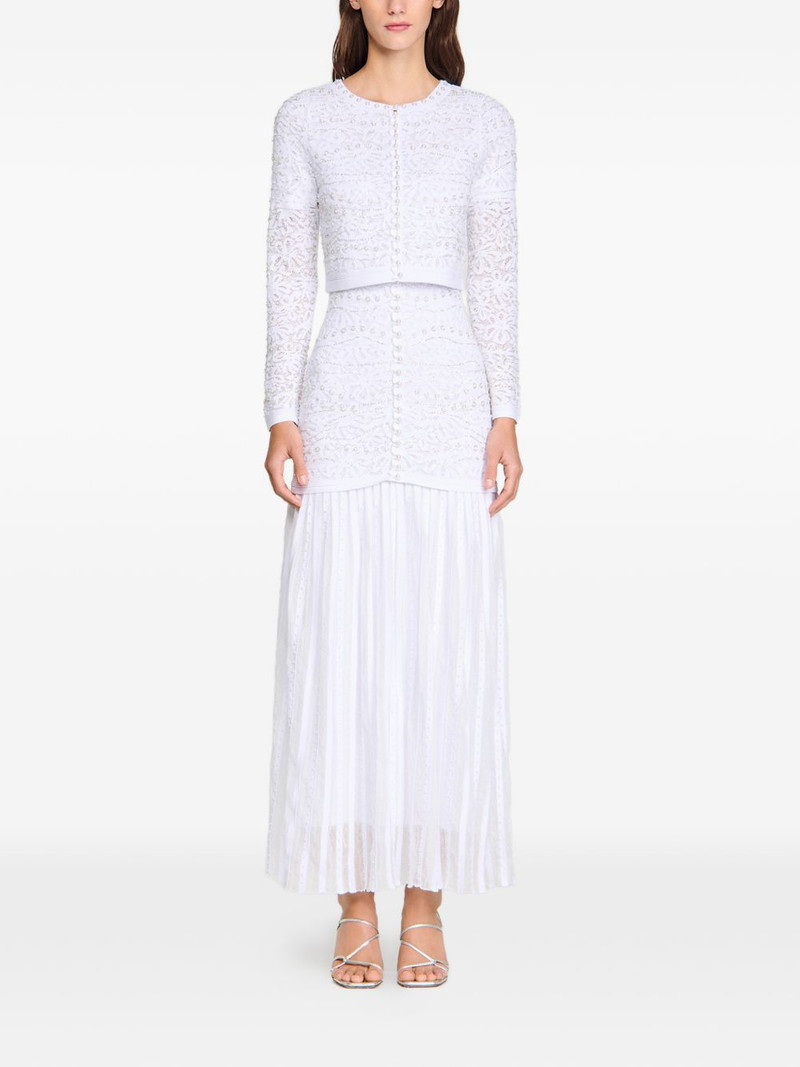 Sandro floral-embellished knit cardigan outlook