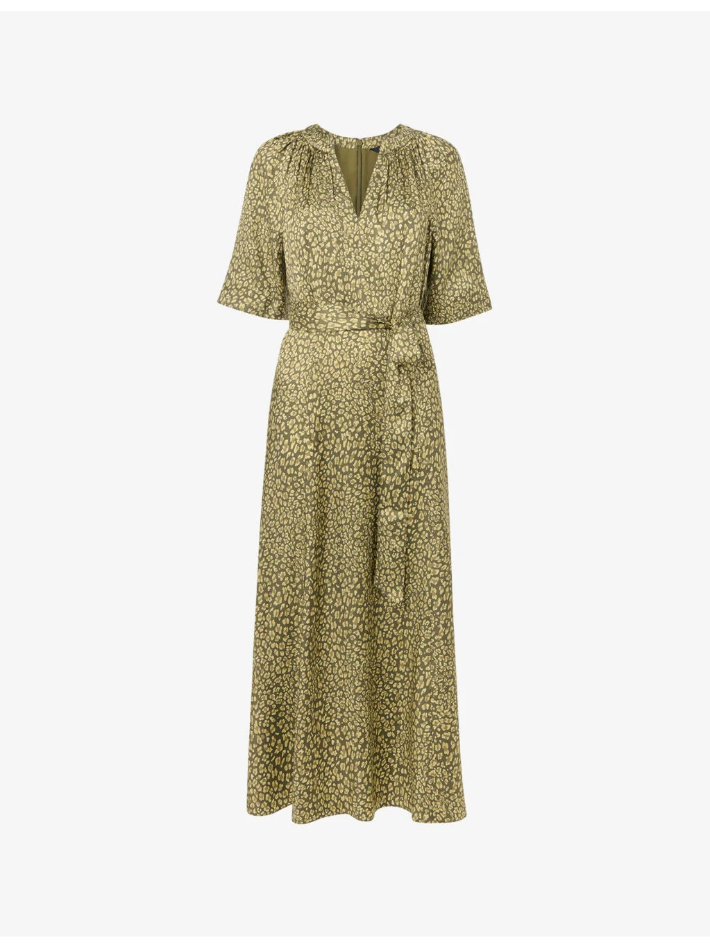 Leopard-Print V-Neck Woven Midi Dress - 1