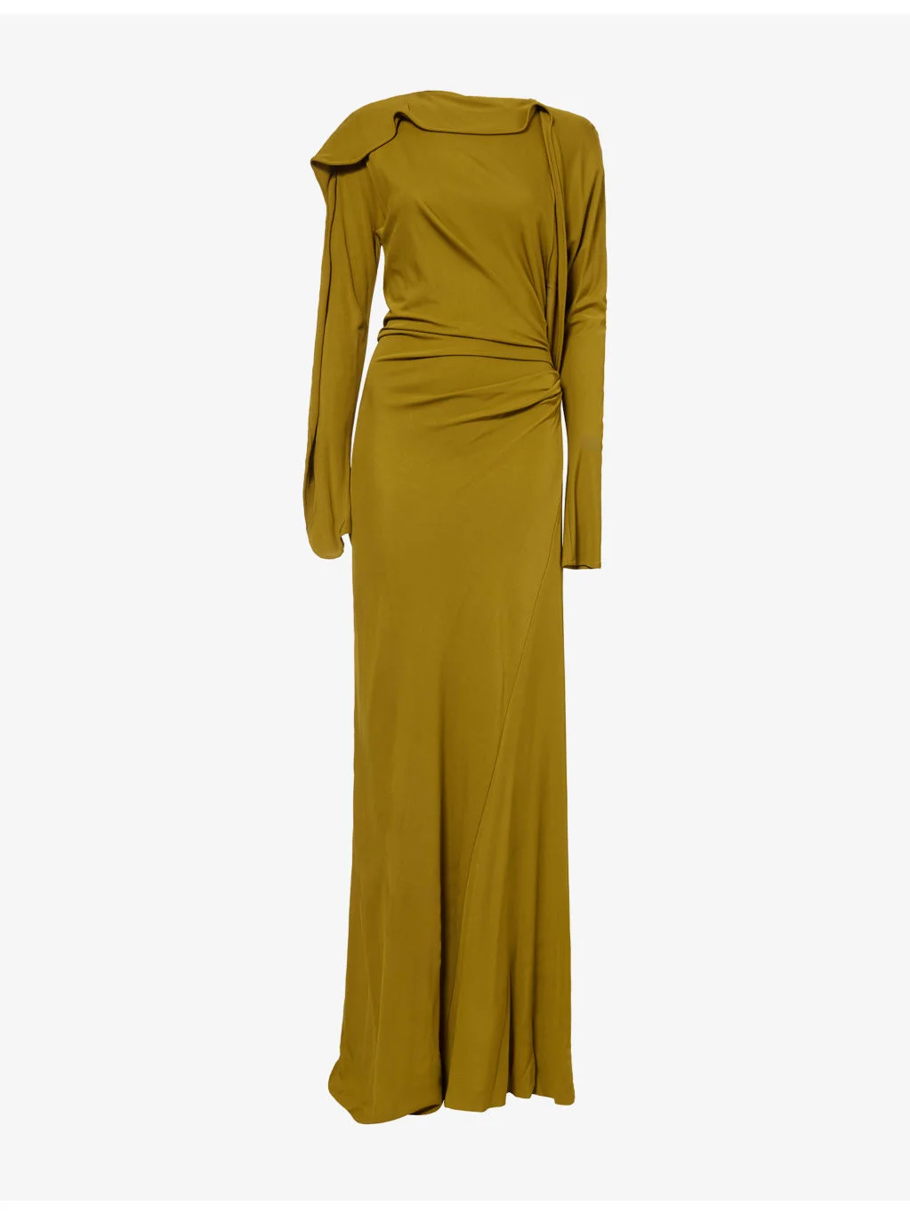 Long-Sleeve Draped Stretch-Jersey Maxi Dress - 1