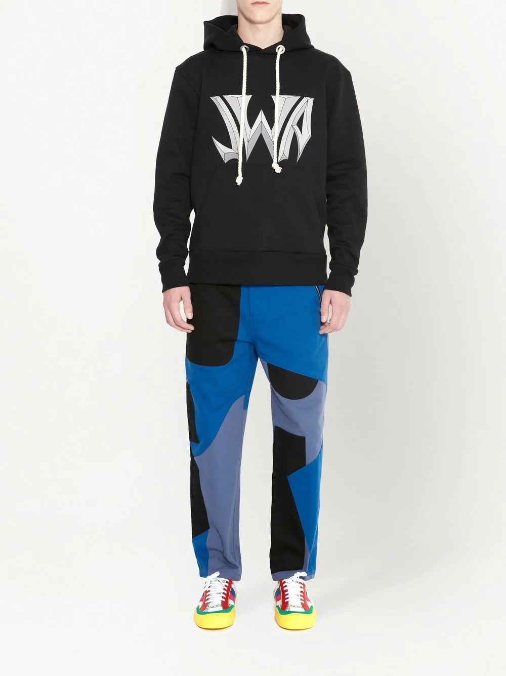 logo print drawstring hooded sweatshirt - 2