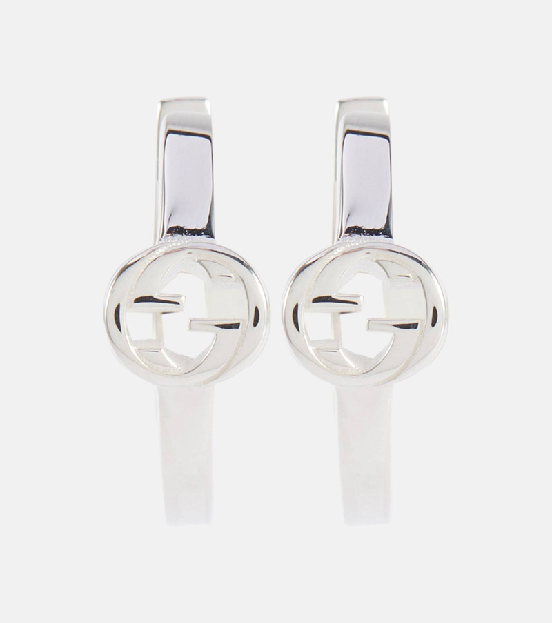 Interlocking G sterling silver hoop earrings 1