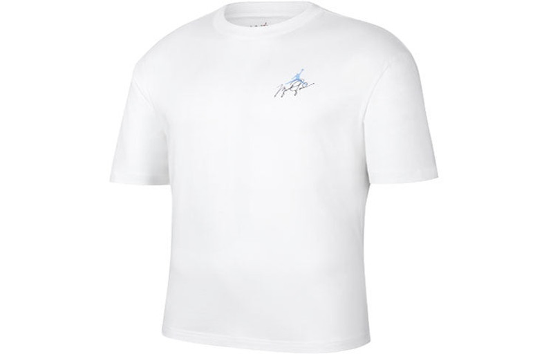 Jordan Men's Air Jordan Minimalistic Back Large Logo Printing Casual Round Neck Short Sleeve White Blue T-S outlook