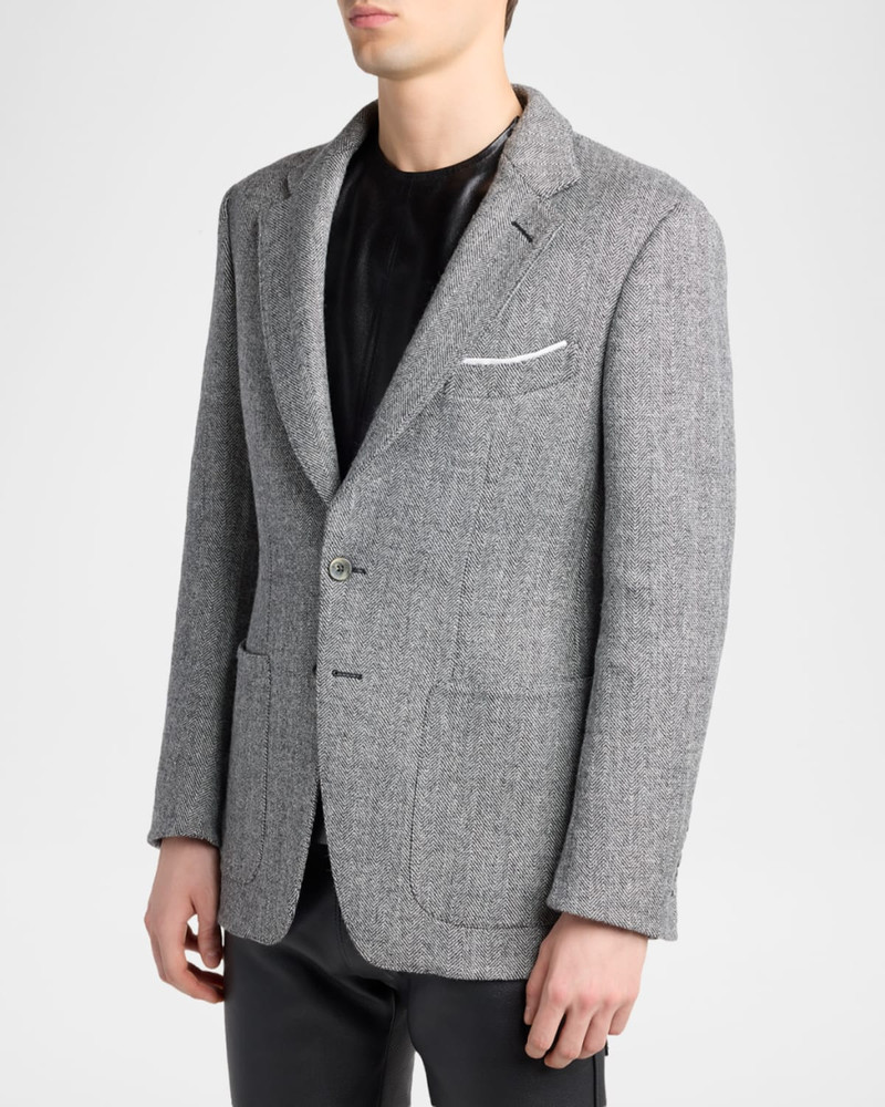 Men's Sharkskin Herringbone Double Splittable Jacket 4