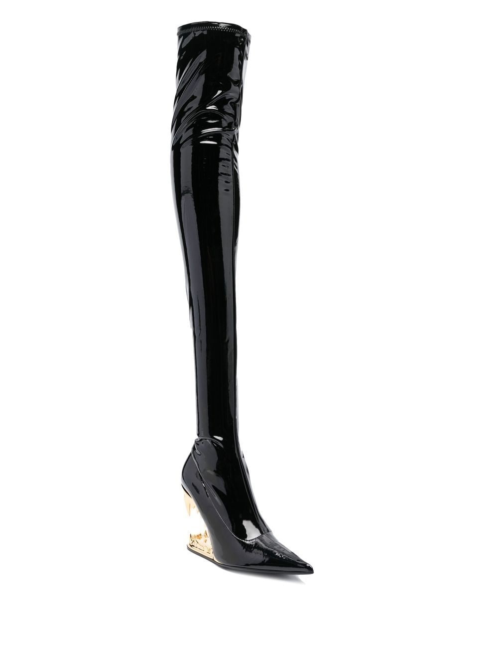 110mm pointed-toe patent-finish boots - 2