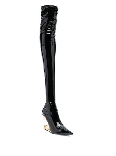 GCDS 110mm pointed-toe patent-finish boots outlook