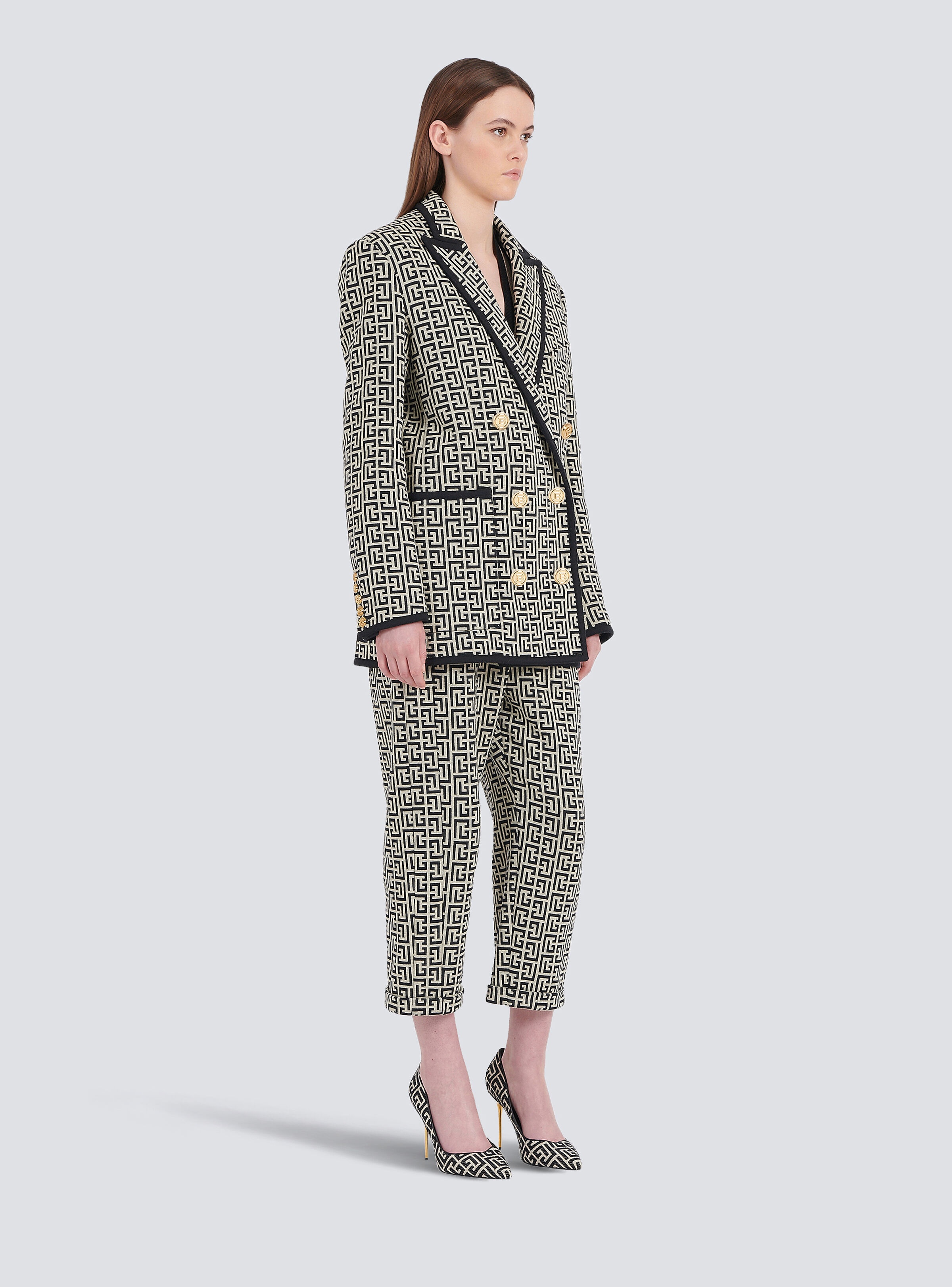 Cotton boyfriend jacket with Balmain monogram - 5