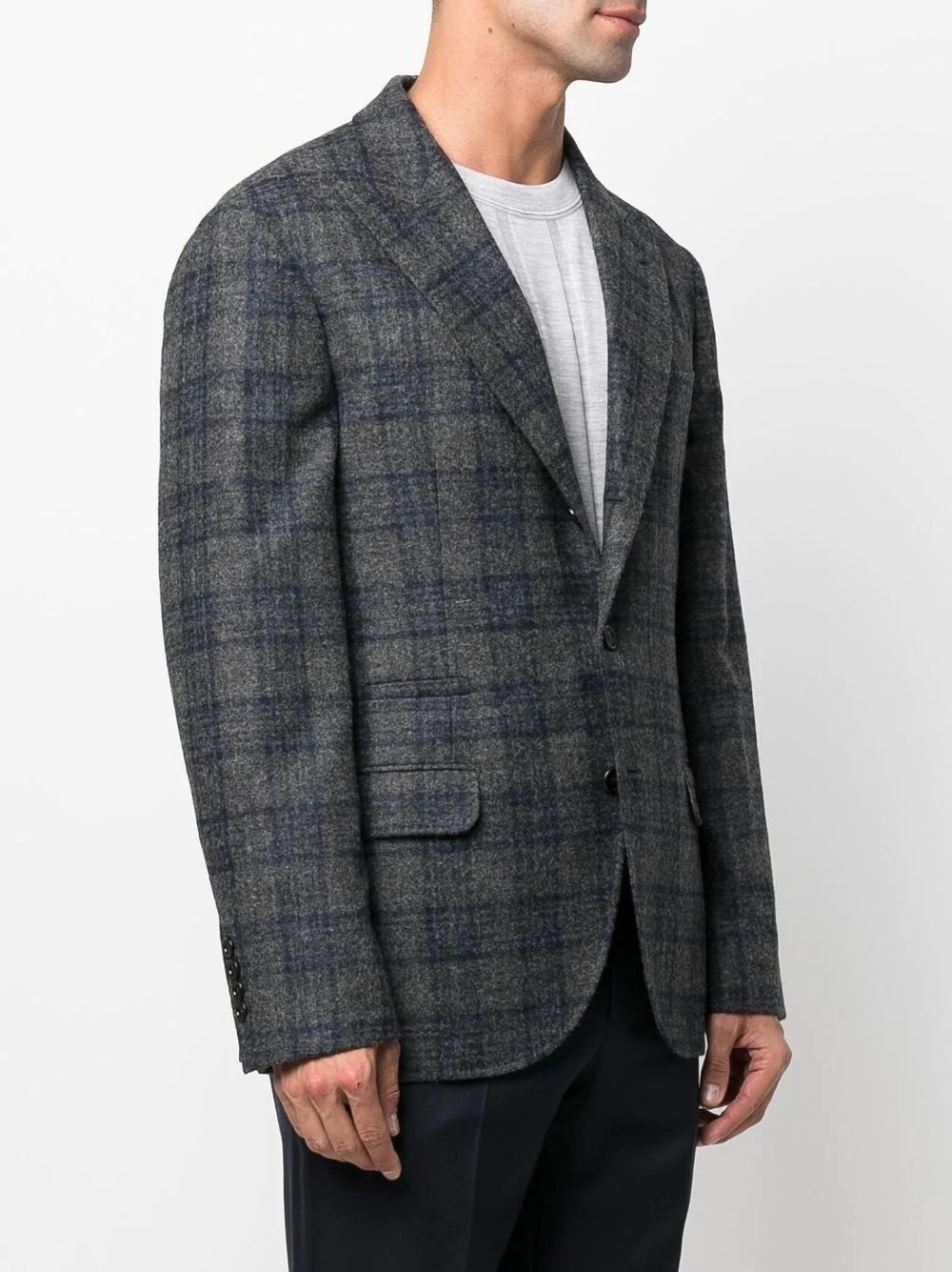 check-print single-breasted blazer - 3