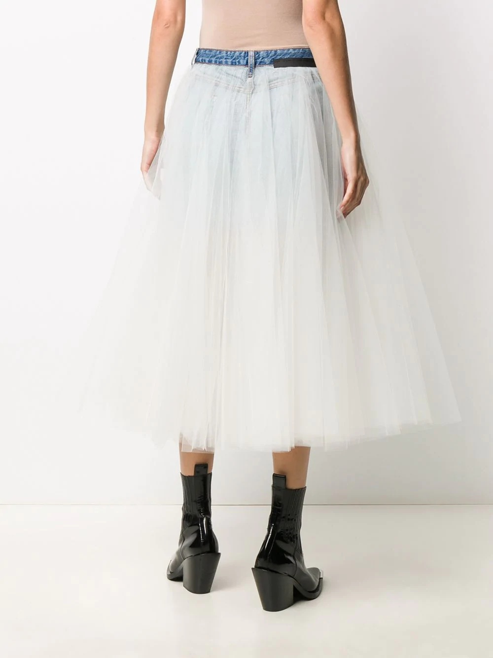 stonewash denim tulle skirt - 4