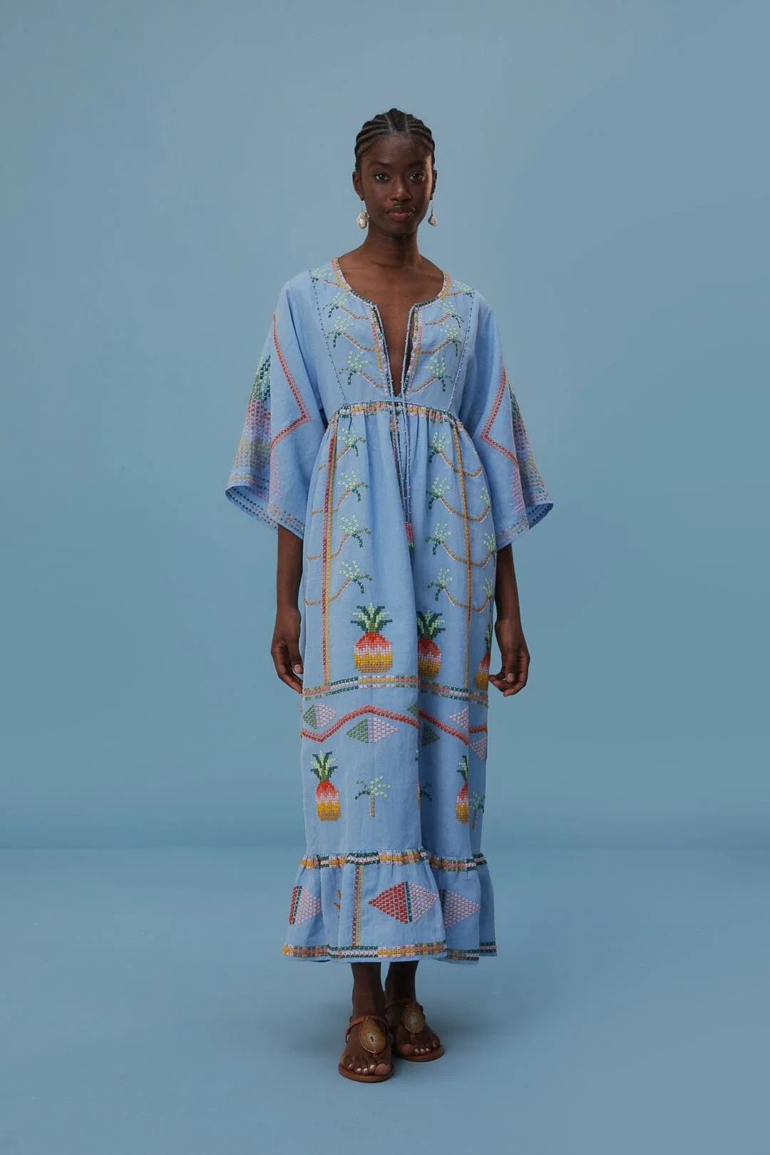 Embroidered Pineapple Cover-Up - 1