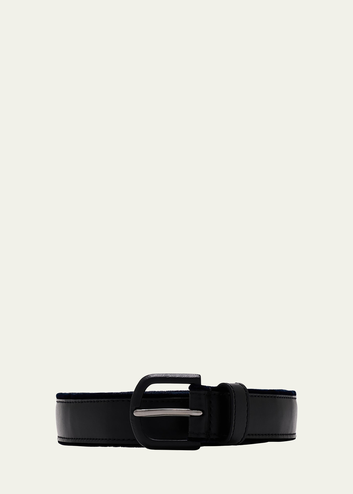 Men's Velvet-Trim Leather Belt - 1