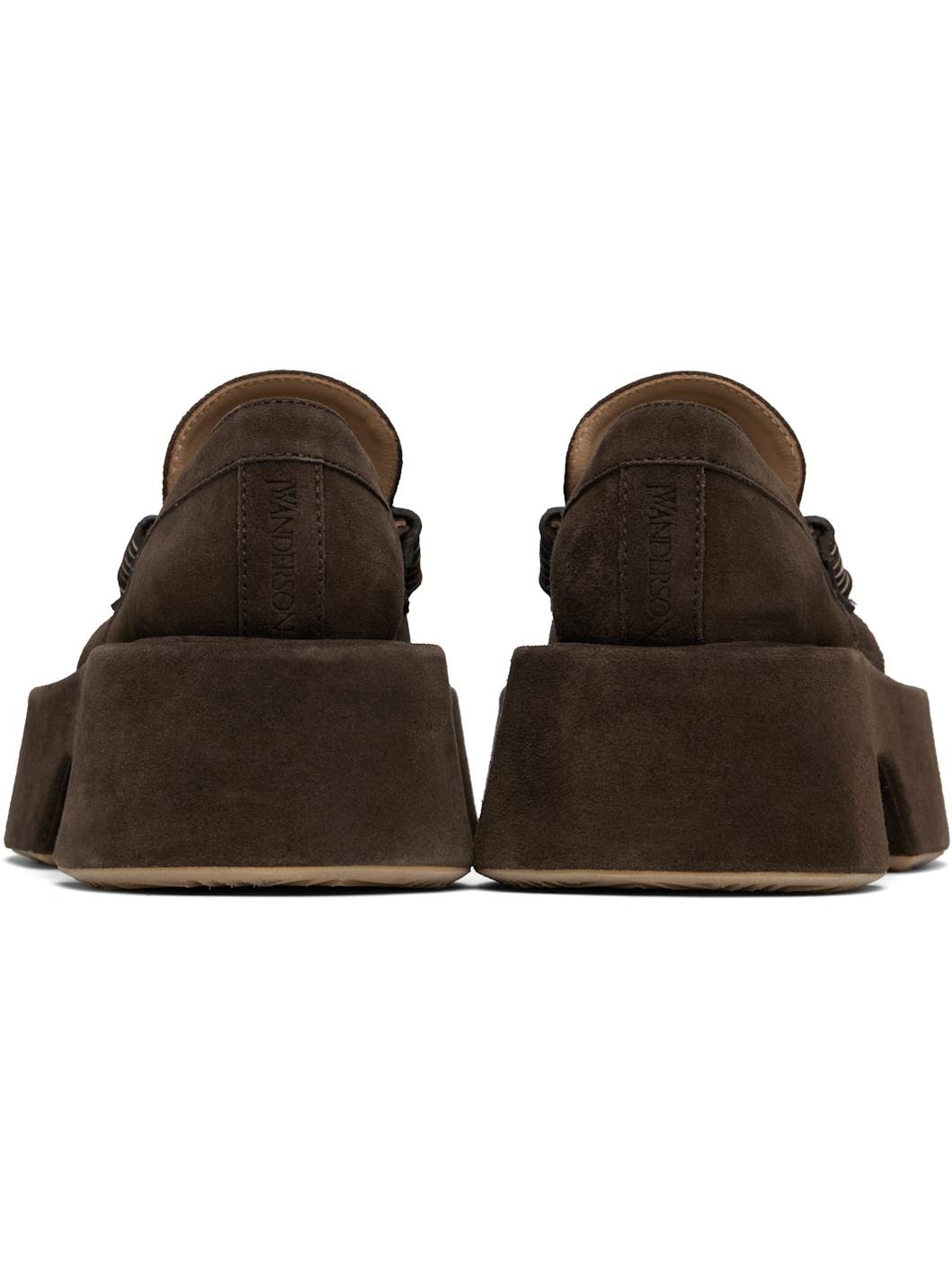 Brown Suede Platform Loafers - 2