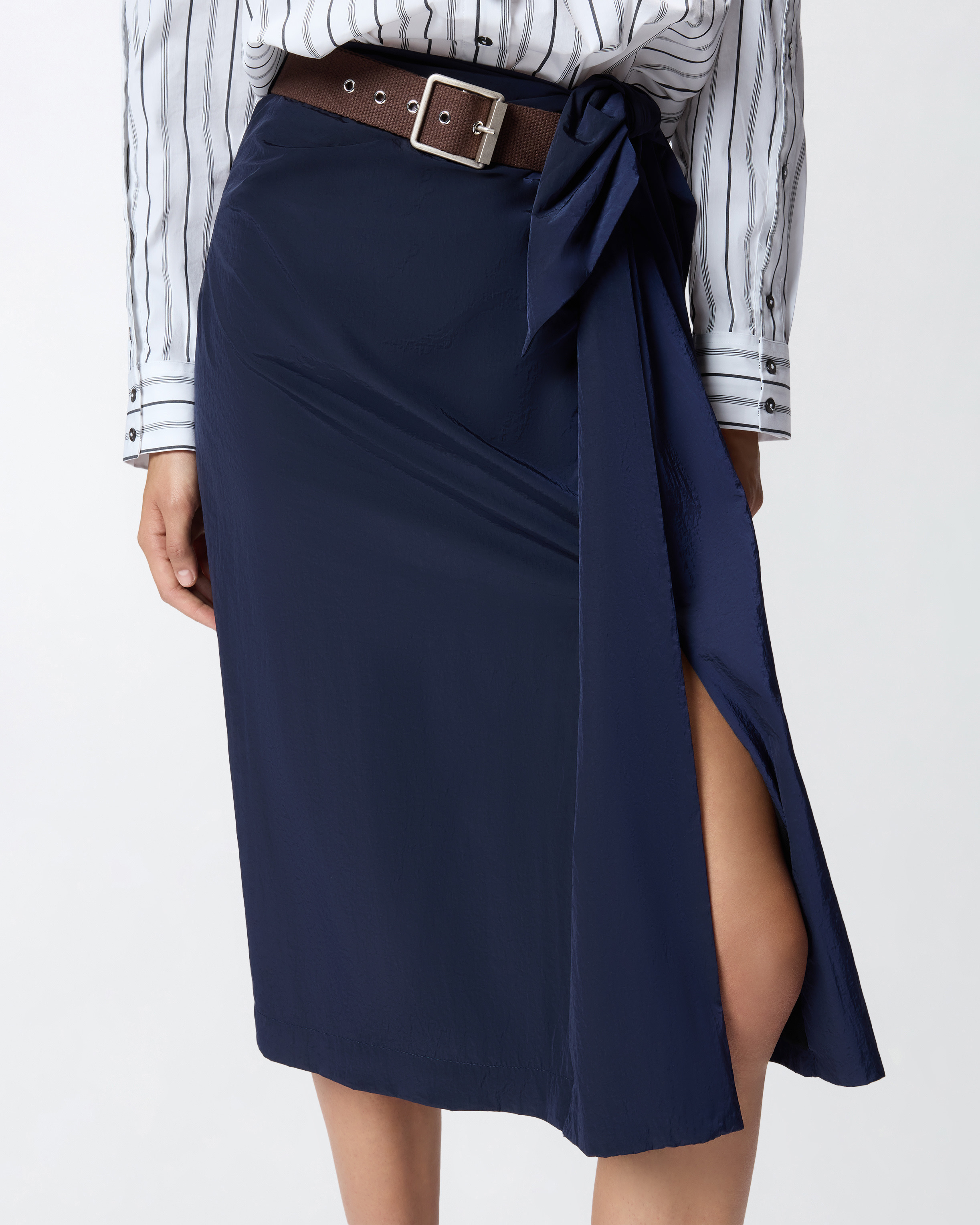 SHORT ASYMMETRICAL SKIRT IN TECHNICAL FABRIC WITH BELT - 5