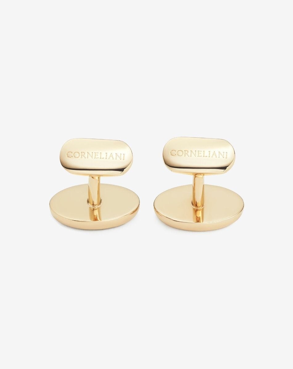 Gold-coloured brass cufflinks with mother of pearl - 1