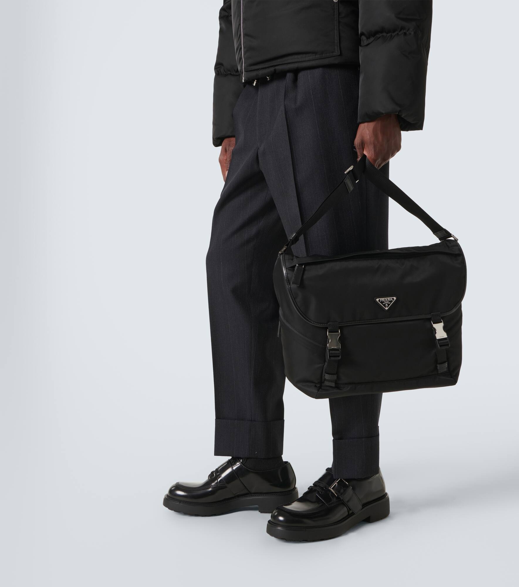 Leather-trimmed Re-Nylon messenger bag - 2