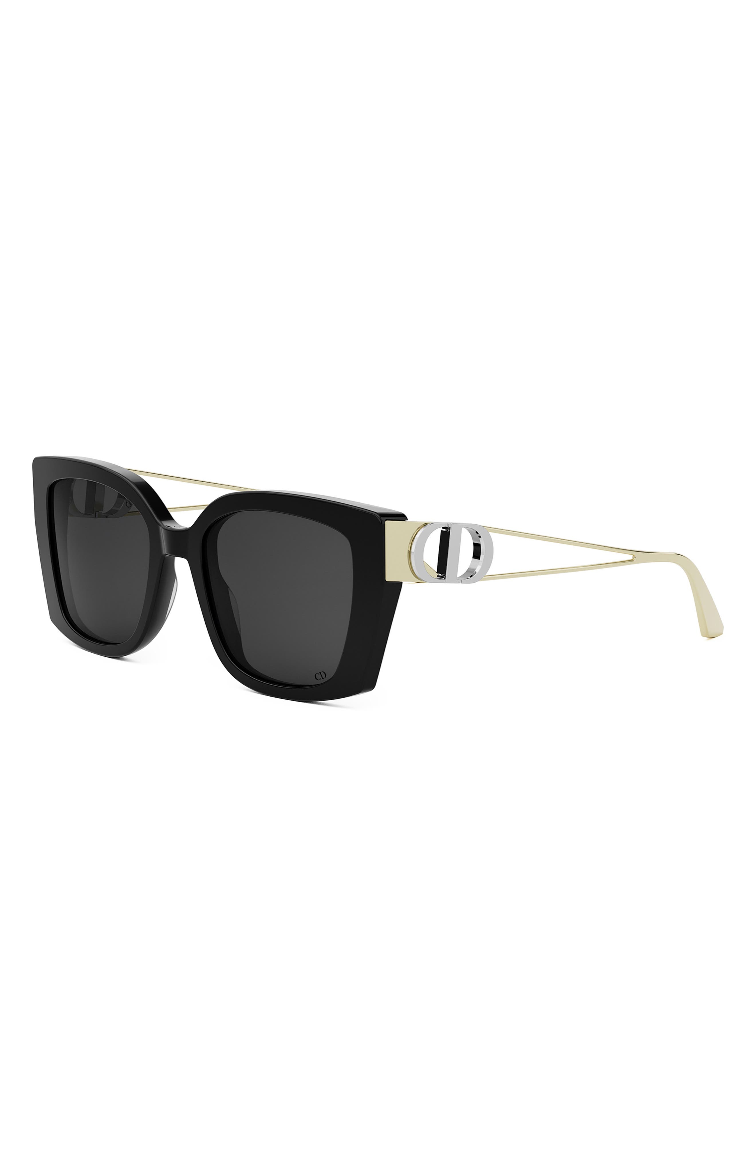 DIOR 30Montaigne S13I 53mm Square Sunglasses in Shiny Black /Smoke at Nordstrom - 2