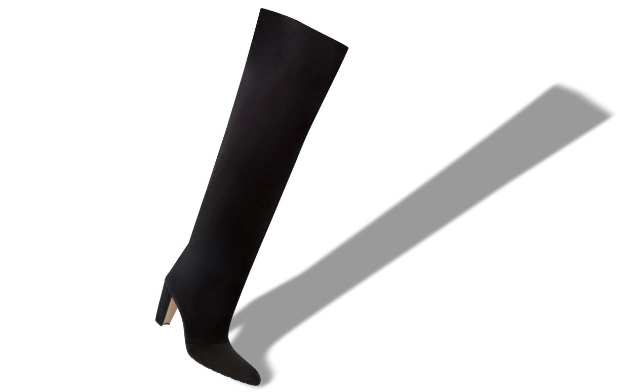Black Suede Knee High Boots - 2