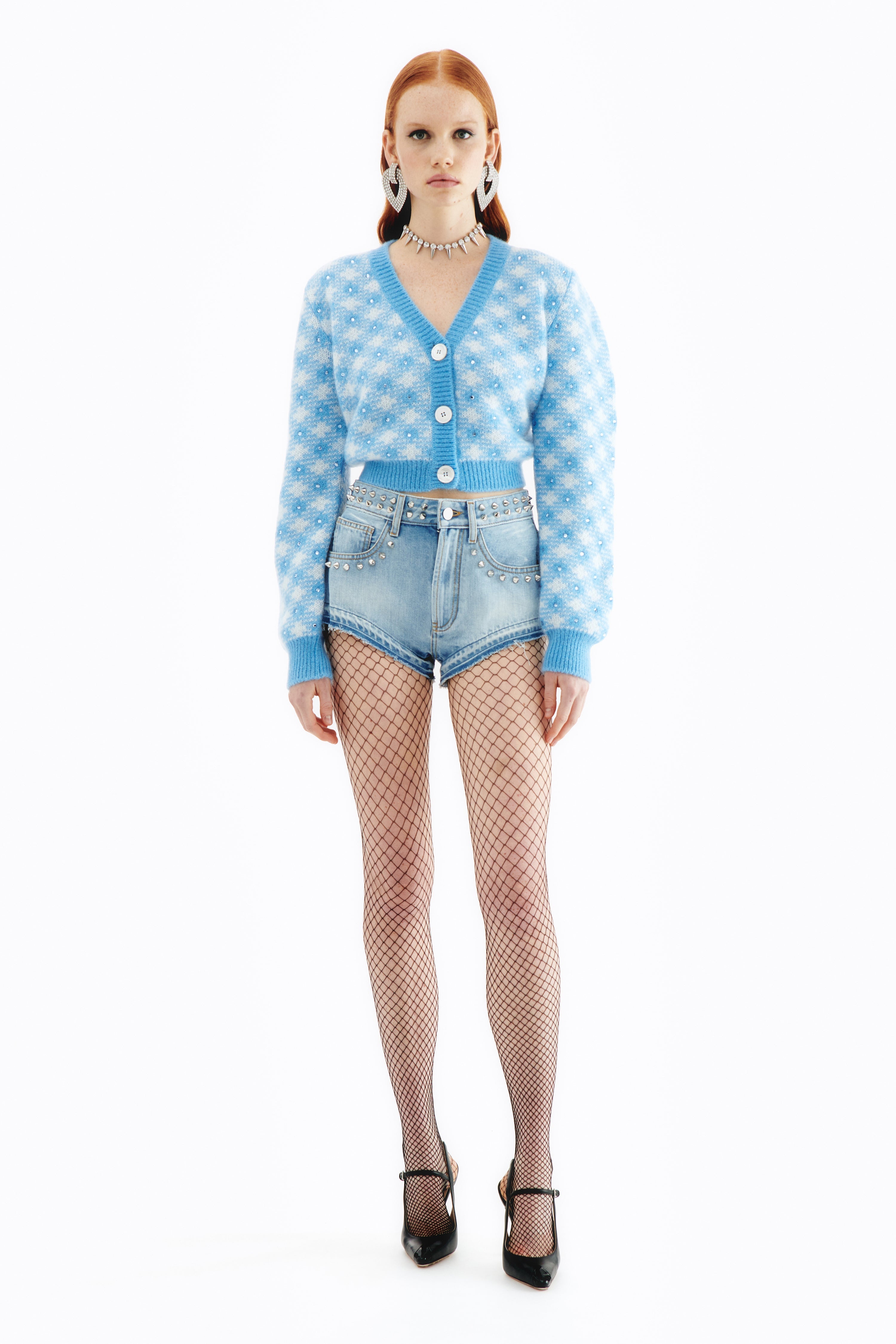 VICHY KNITTED CARDIGAN WITH HOTFIX - 3
