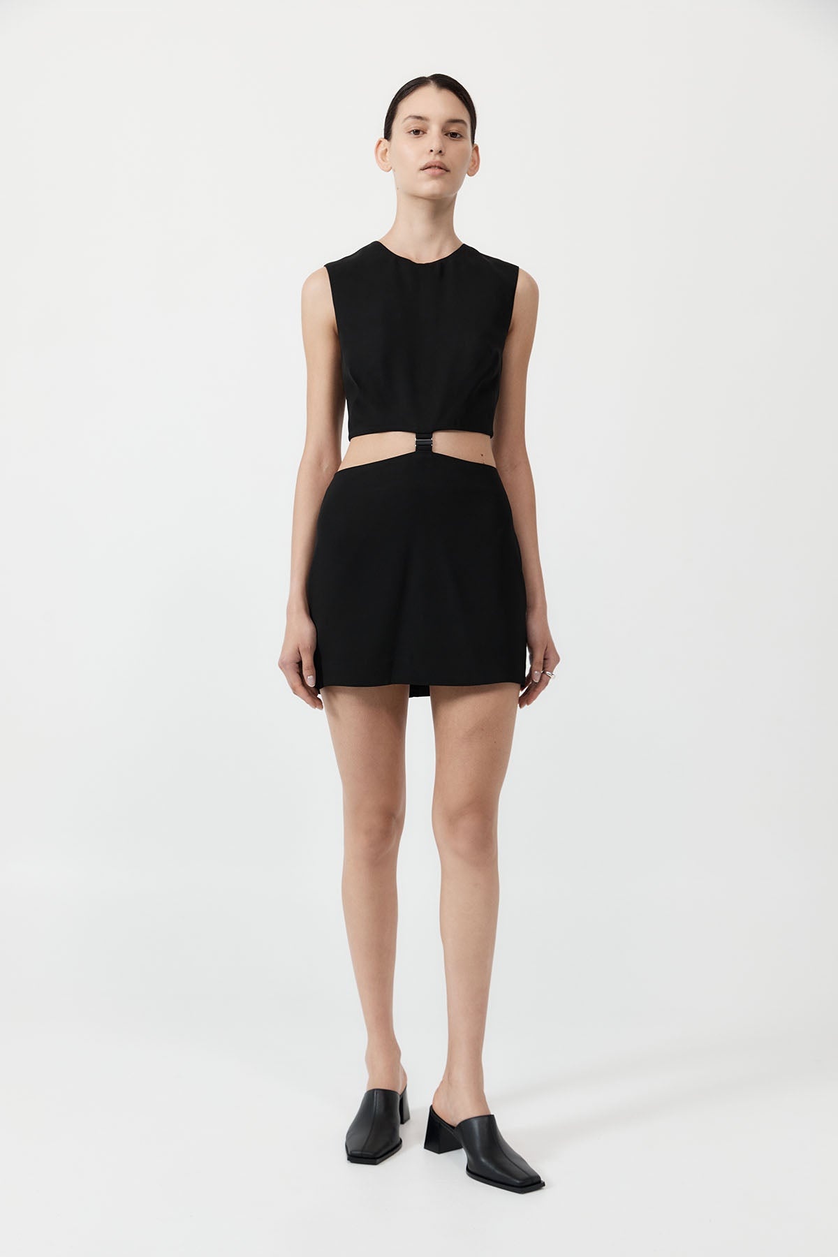 Clip Buckle Mini Dress - Black - 2