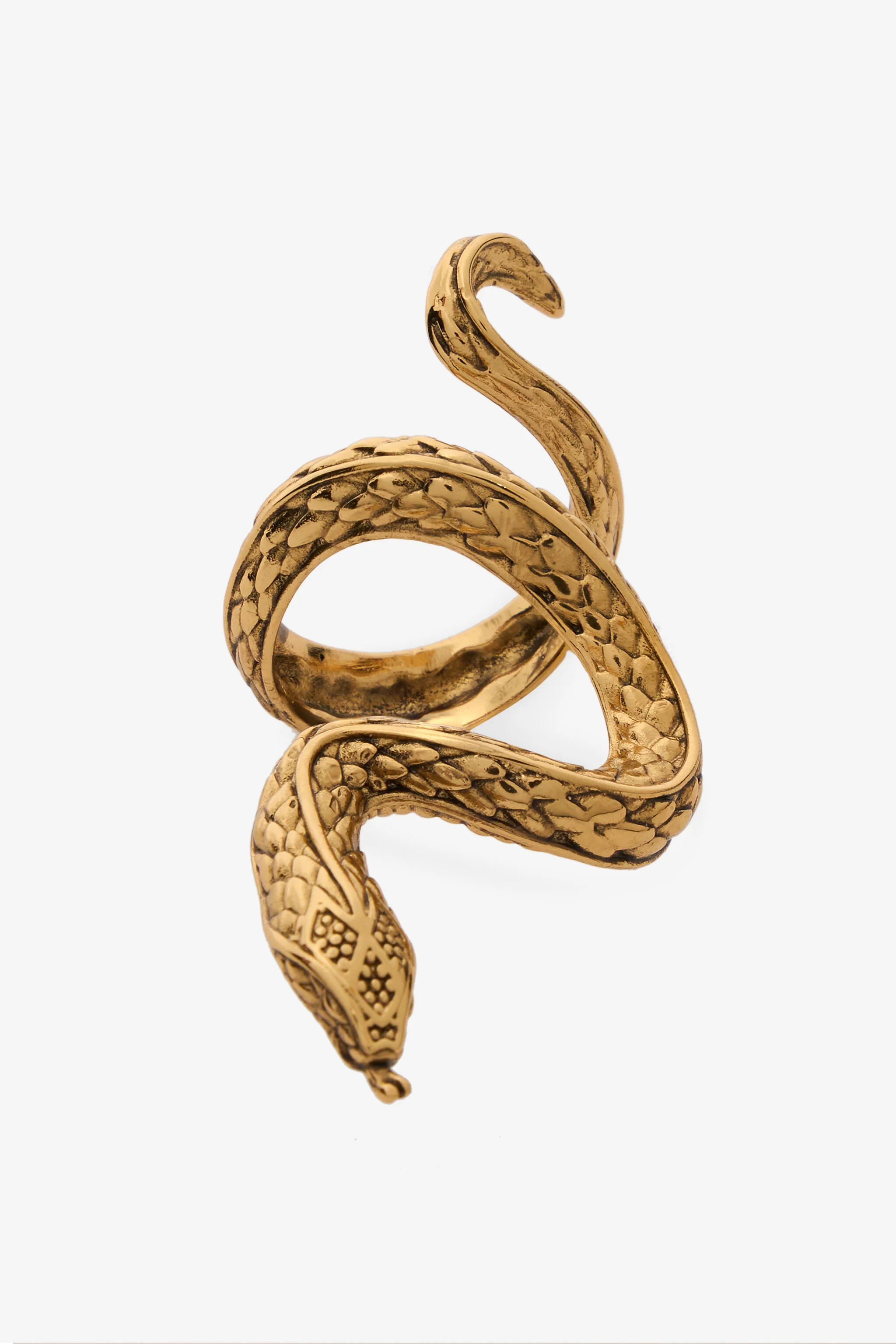 Antique Gold Snake Ring - 1