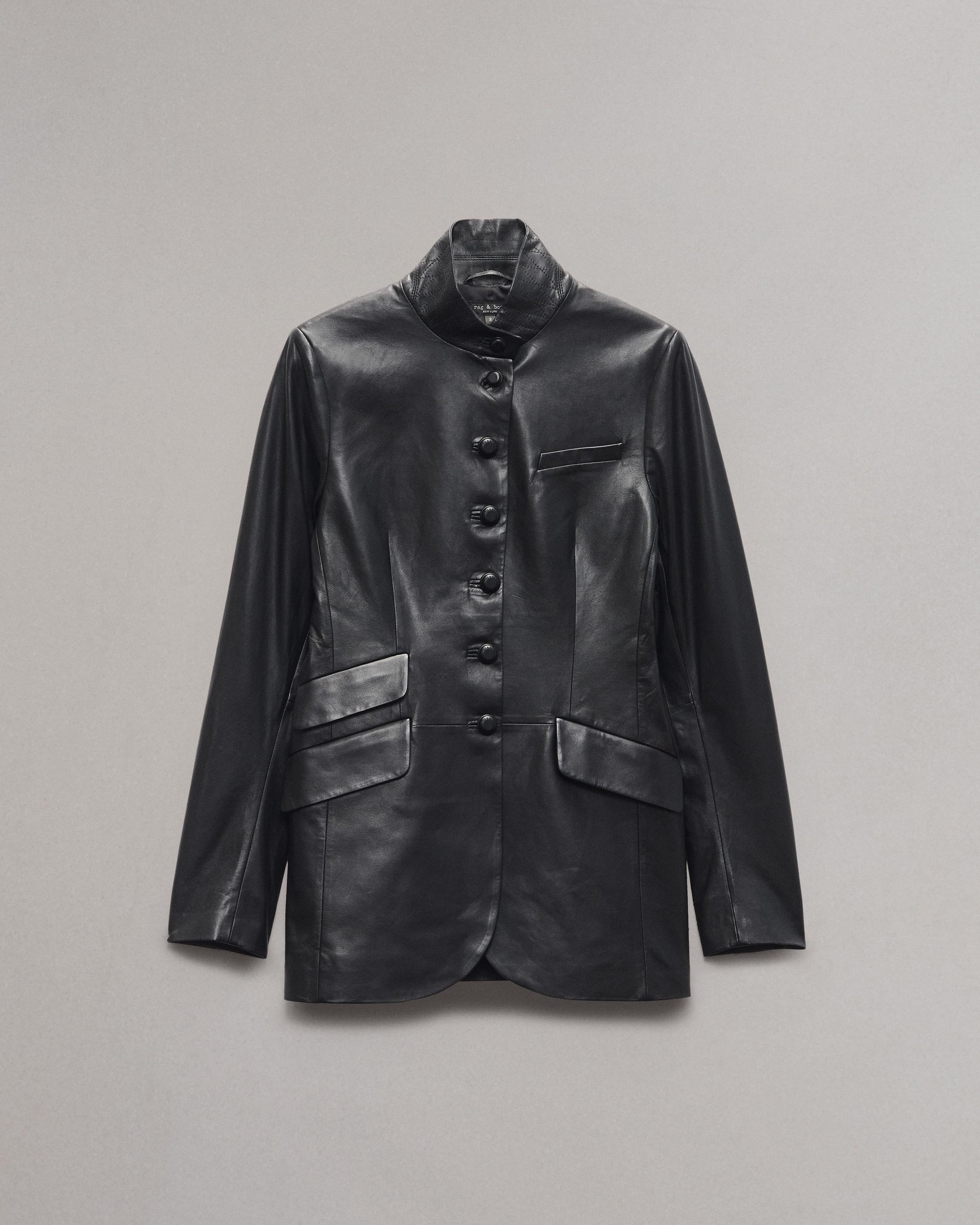 Slade Long Leather Blazer - 1