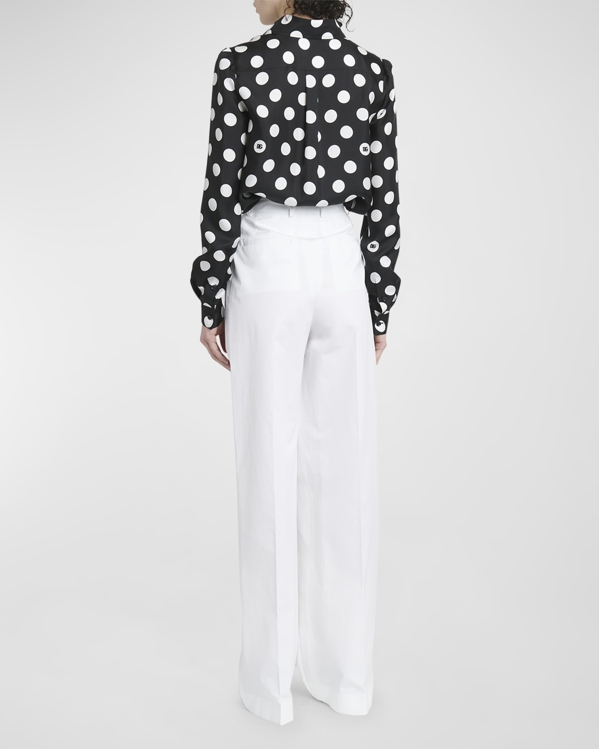 DG Polka-Dot Print Long-Sleeve Silk Twill Shirt - 4