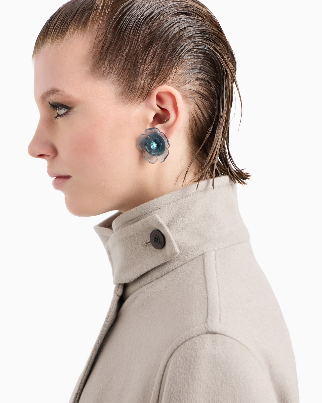 Single-breasted cashmere double cloth pea coat - 5