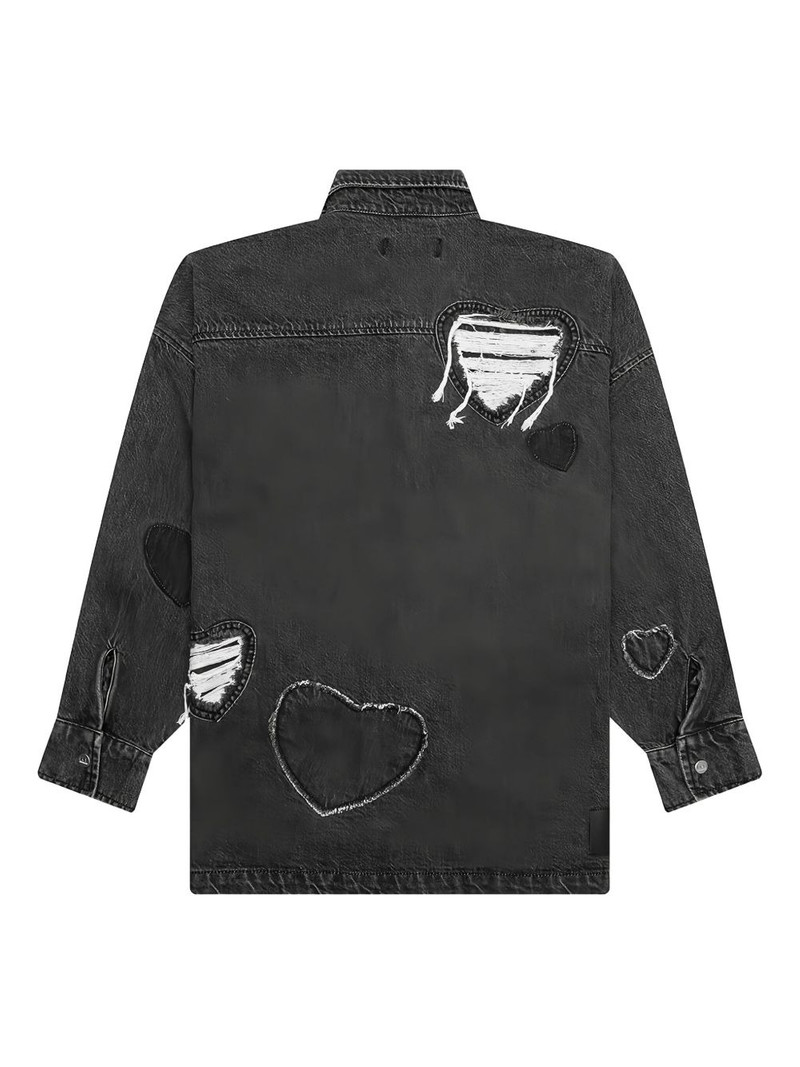 NAHMIAS heart-patchwork denim shirt outlook