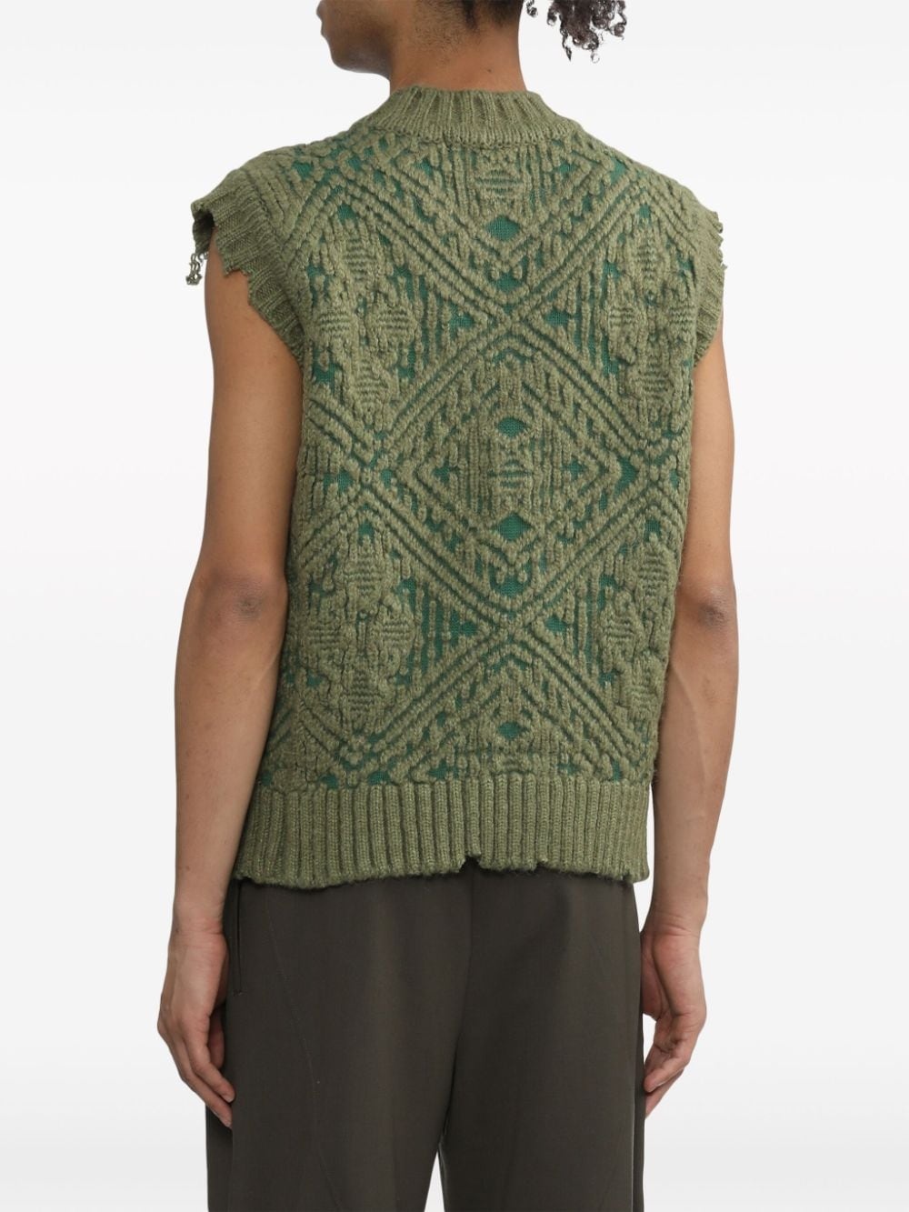 jacquard knitted vest - 4