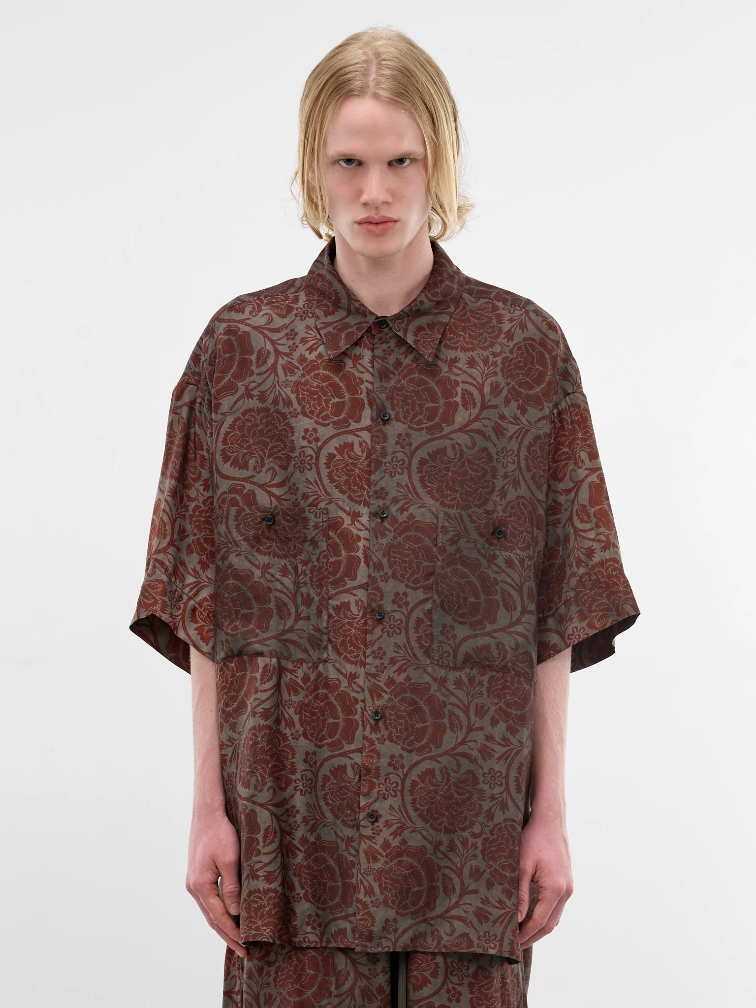 Burgundy Floral Oversized Teorya Shirt - 1