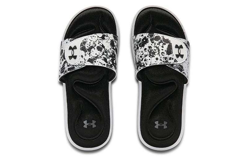 Under Armour (WMNS) Under Armour Ignite 6 Graphic Strap Slide 'Black White' 3024453-002 outlook