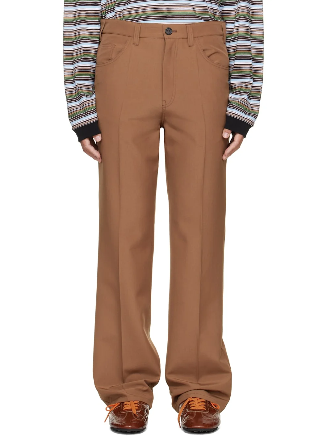 Brown Virgin Wool Trousers - 1