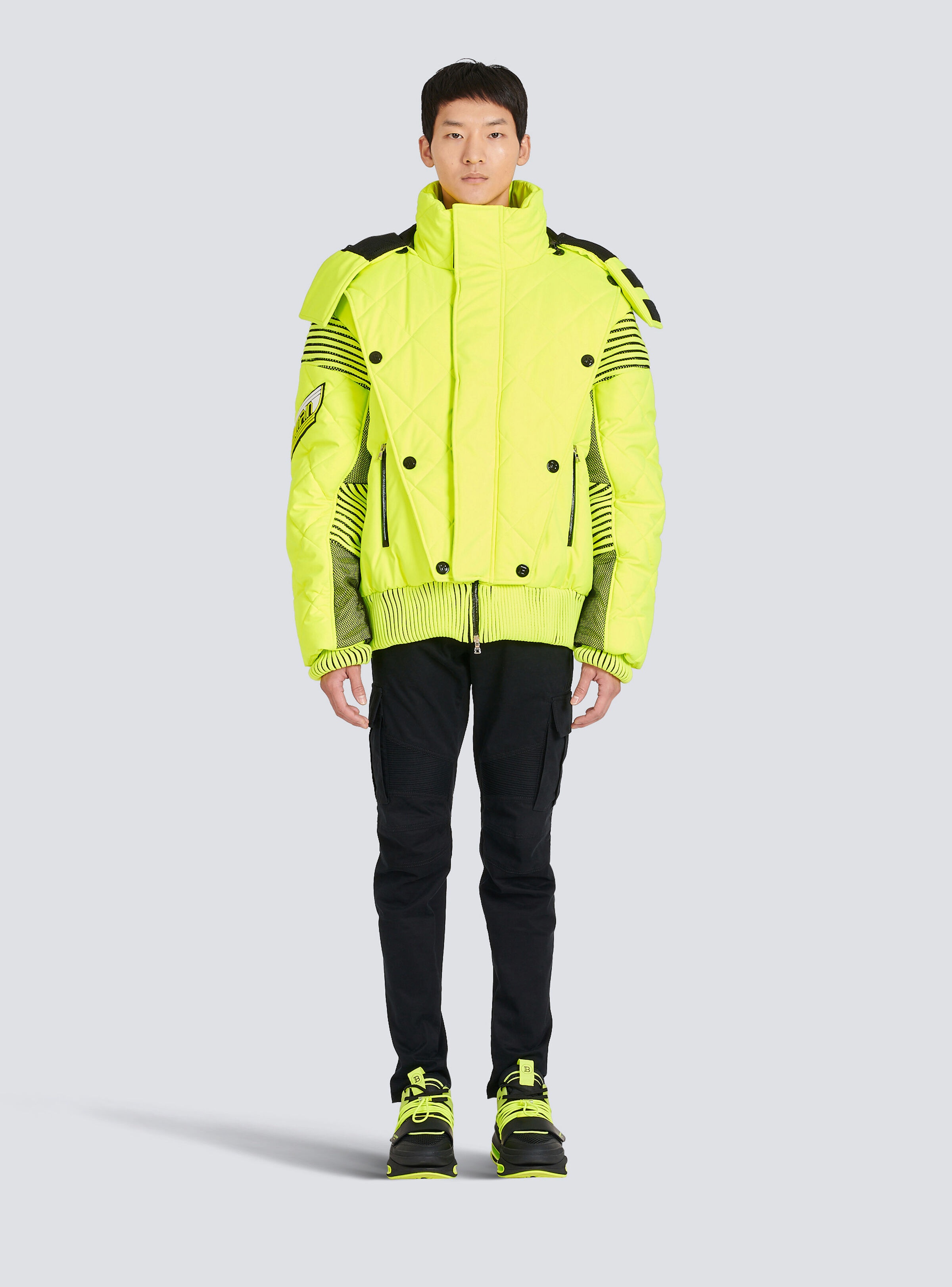 Hooded neon quilted jacket - 3
