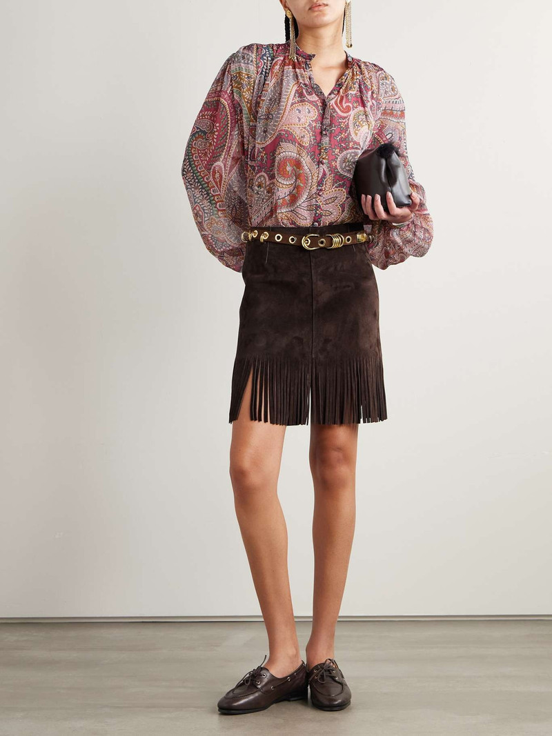 Etro Paisley-print silk-crepon shirt Red outlook