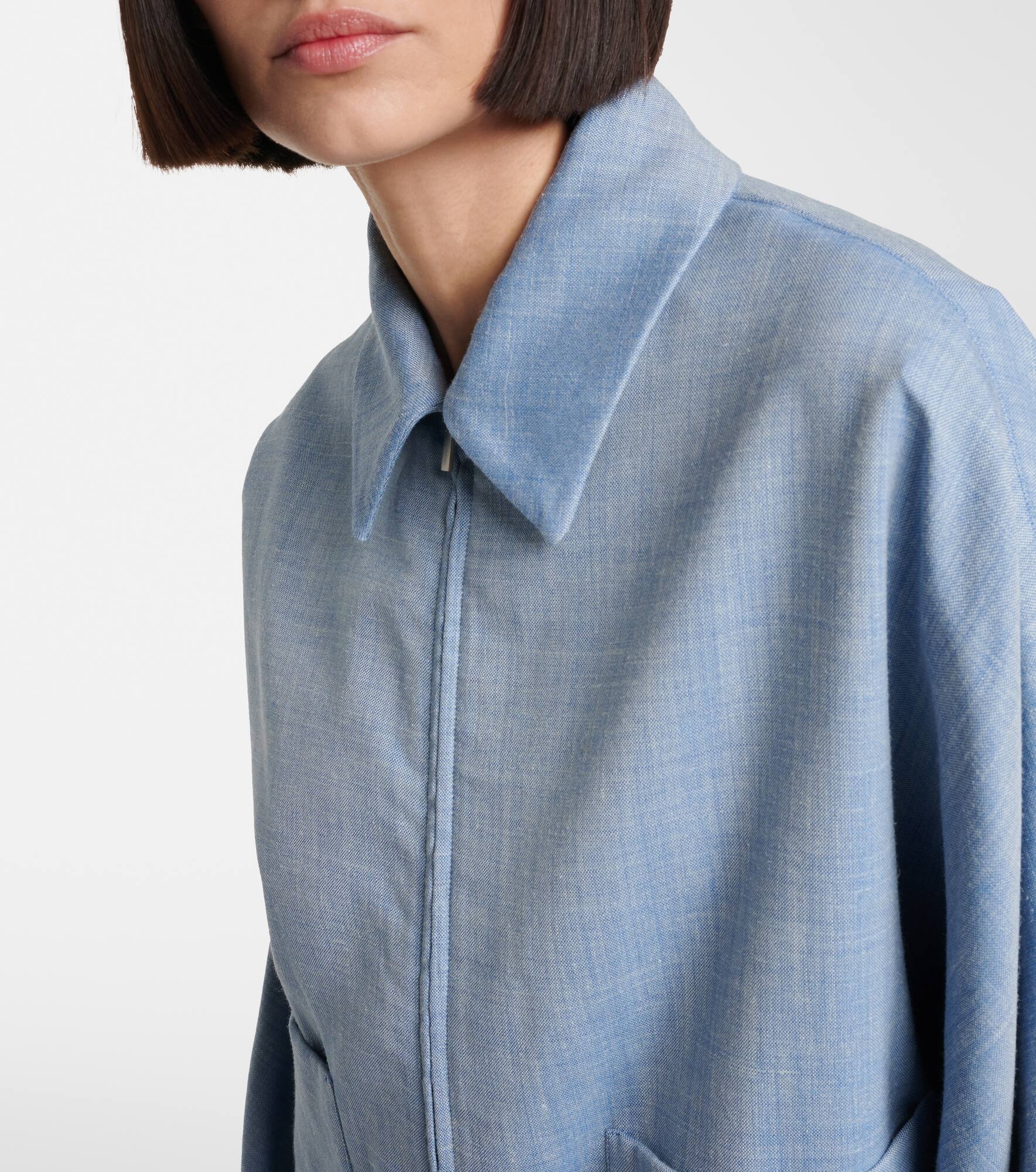 Cropped wool, silk, and linen blouson - 4