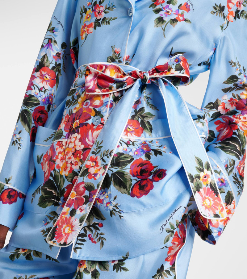 Floral belted silk blouse 5