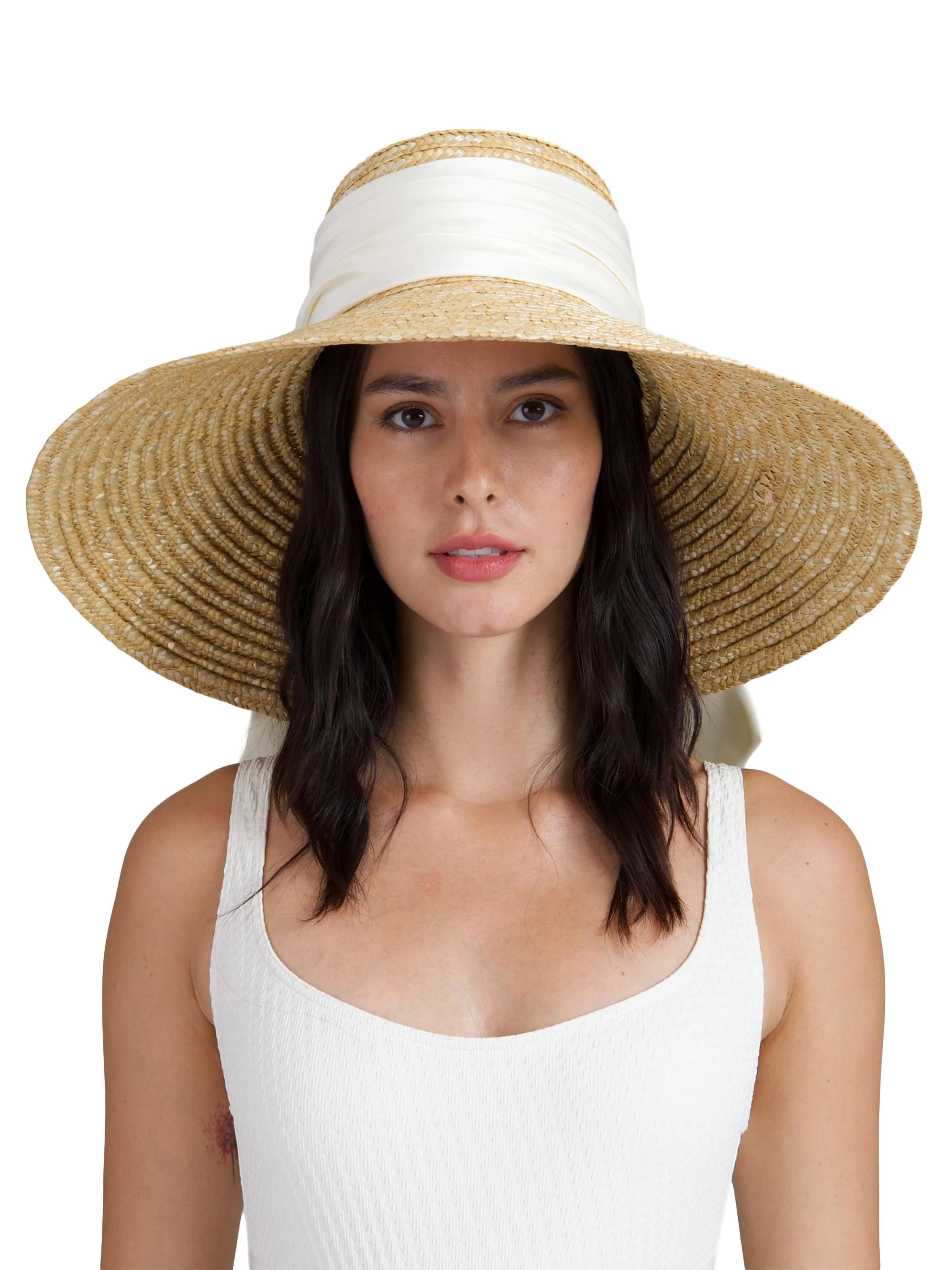 Women's Mirabel Satin Bow Sunhat - Natural - 1