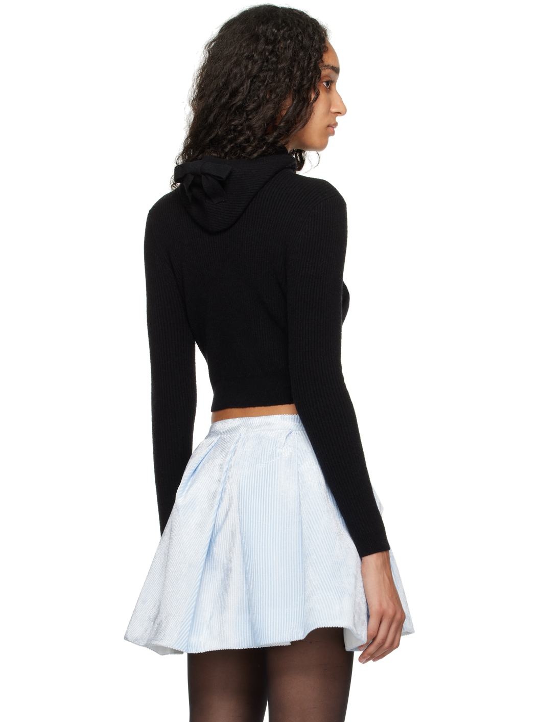 Black Hooded Knit Hoodie - 3