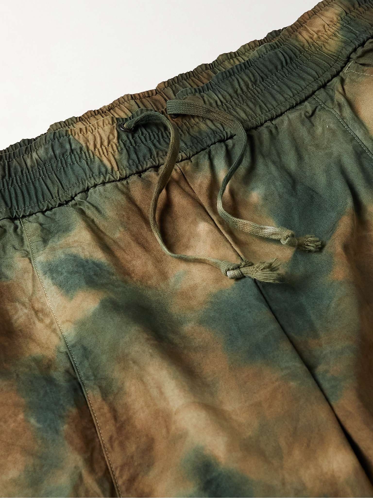 Straight-Leg Tie-Dyed Tapered Cotton Drawstring Trousers - 5