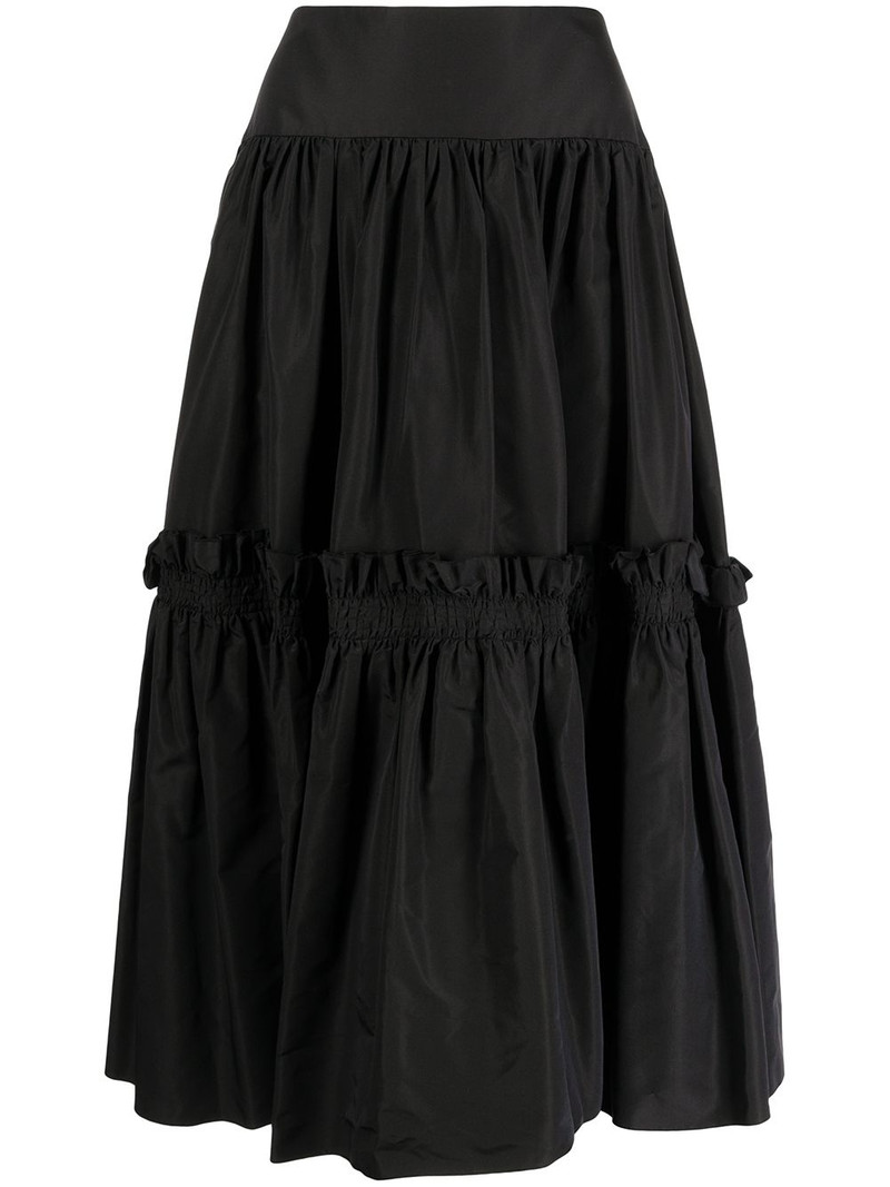 Ruffled Full silk midi skirt 1